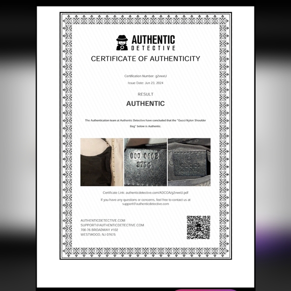 Gucci Nylon Shoulder Purse Handbag Black Vintage VGC with COA - Picture 16 of 16